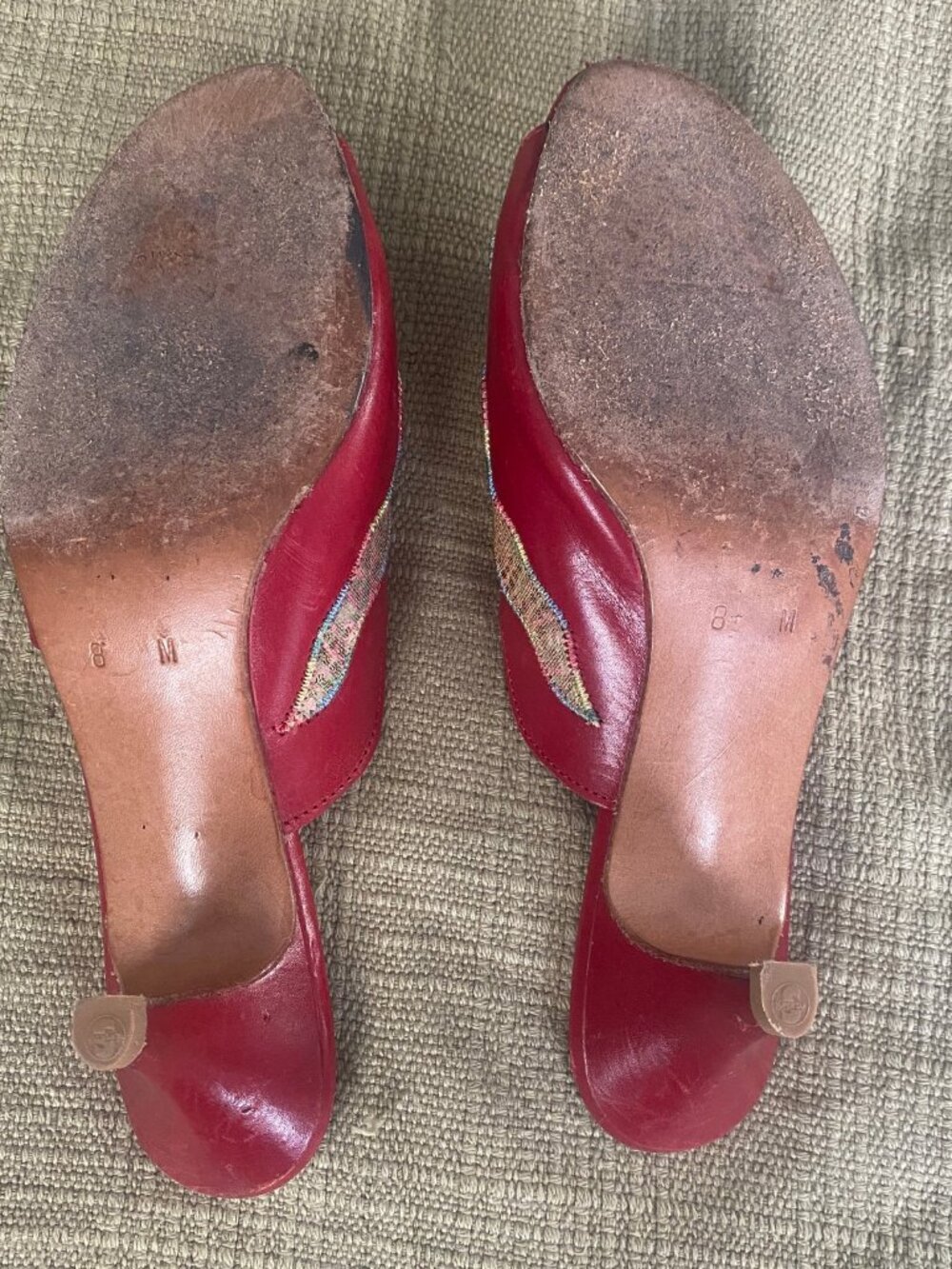 Red Embellished Women's Mules - Fashion Heel - Picture 7 of 8